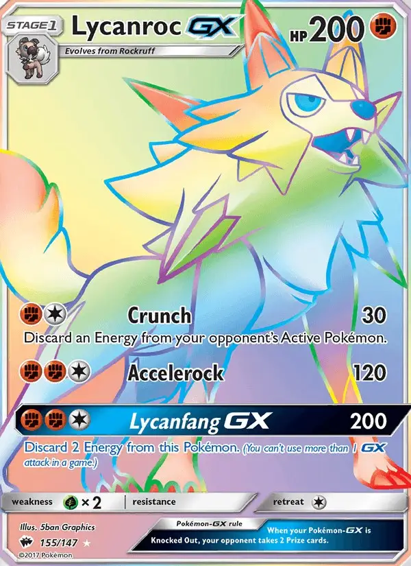 Lycanroc GX #155 Burning Shadows PSA 10