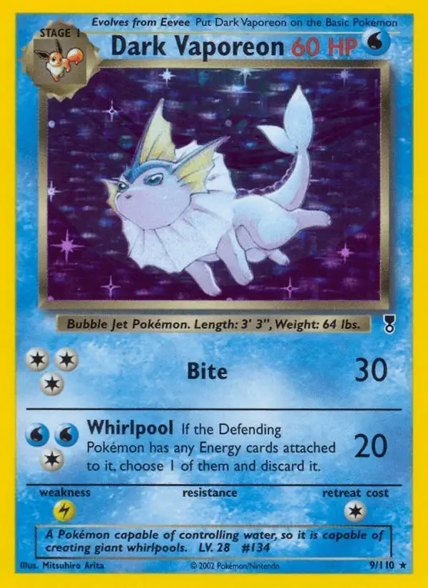 Dark Vaporeon #9 Legendary Collection PSA 10