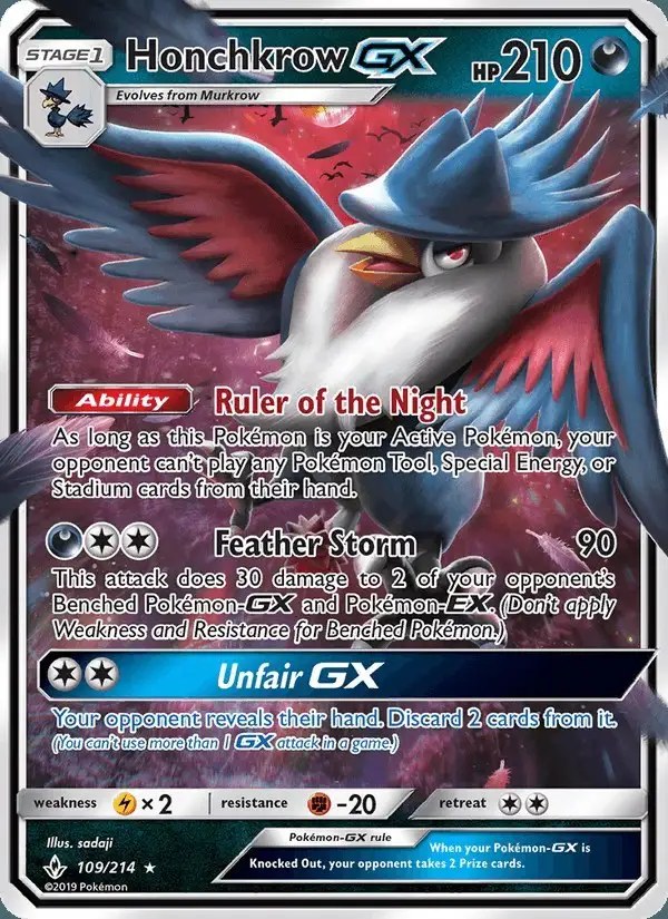 Honchkrow GX #109 Unbroken Bonds PSA 10