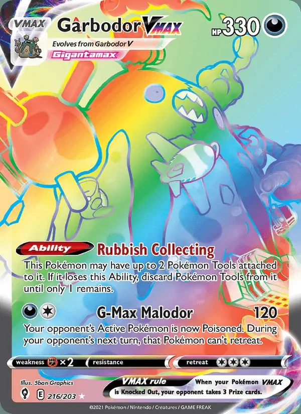 Garbodor VMAX #216 Evolving Skies PSA 10
