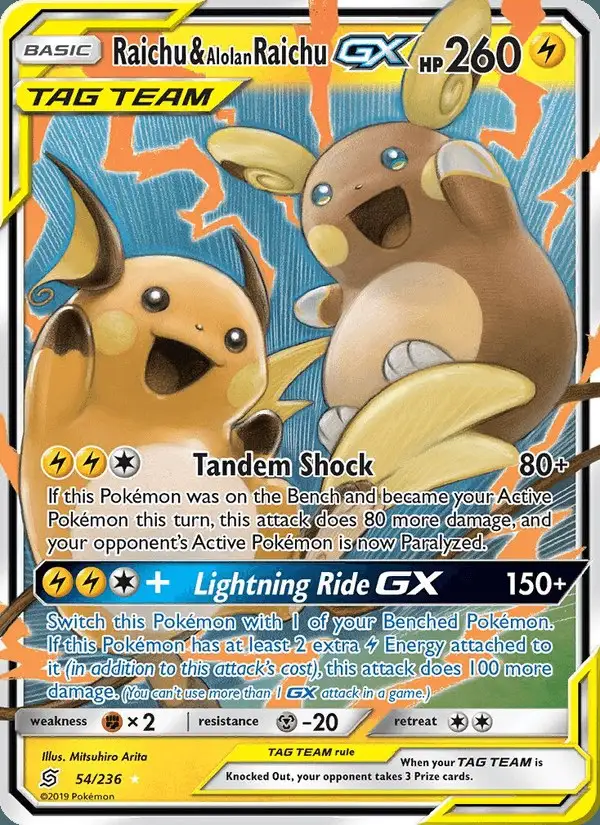 Raichu & Alolan Raichu GX #54 Unified Minds PSA 10