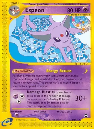 Espeon #11 Aquapolis PSA 10