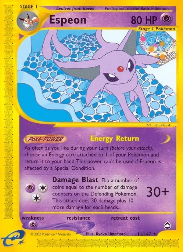 Espeon #11 Aquapolis PSA 10