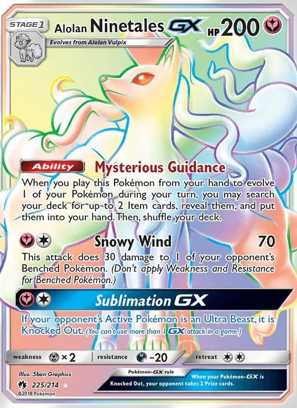 Alolan Ninetales GX #225 Lost Thunder PSA 10