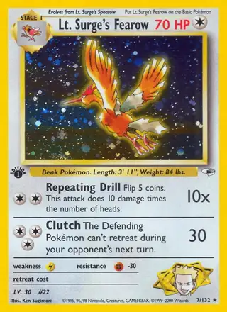 Lt. Surge's Fearow #7 Gym Heroes PSA 10