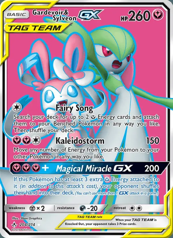Gardevoir & Sylveon GX #204 Unbroken Bonds PSA 10