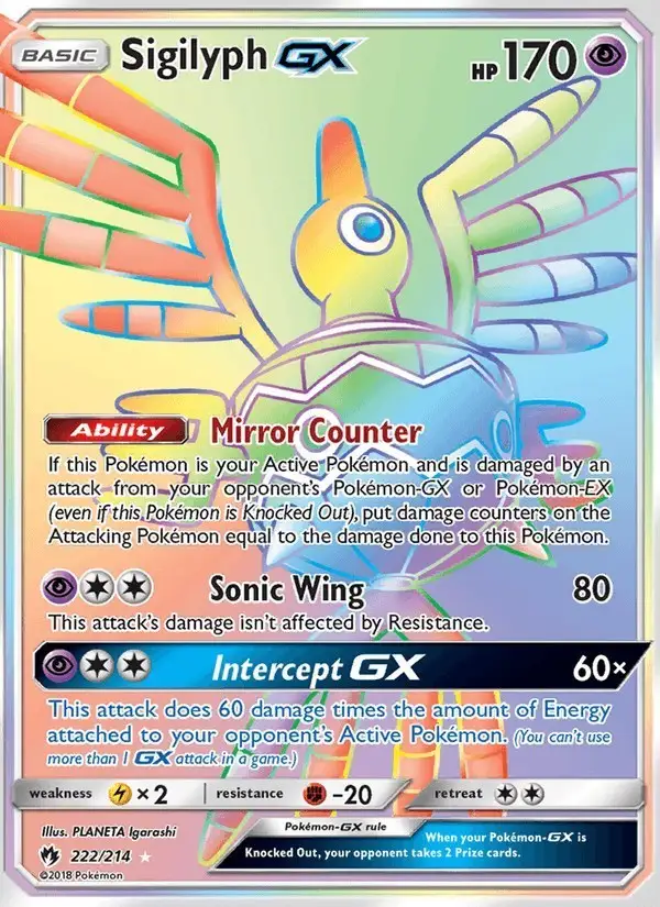 Sigilyph GX #222 Lost Thunder PSA 10