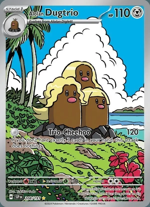 Alolan Dugtrio #208 Surging Sparks PSA 10