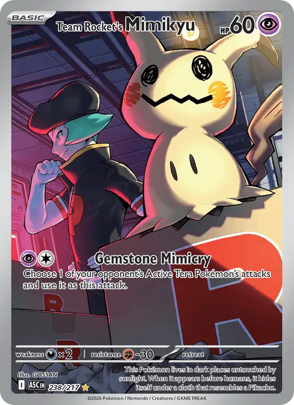 TEAM Rocket's Mimikyu #238 Ascended Heroes PSA 10