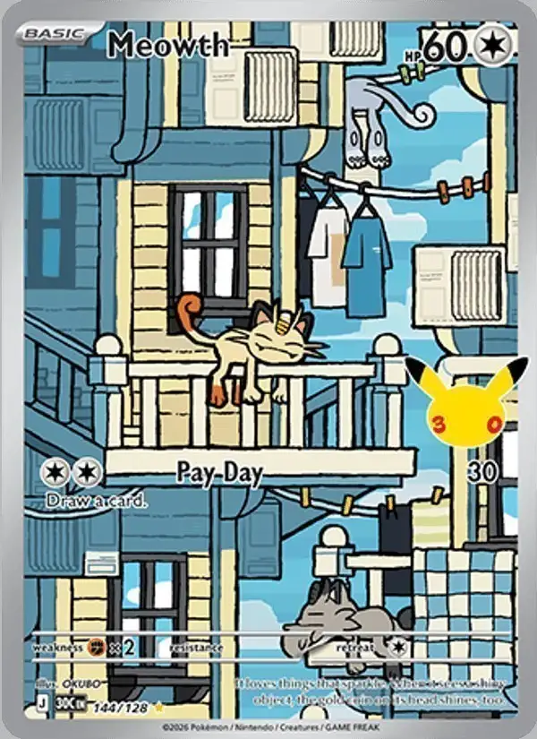 Meowth #144 30th Celebration PSA 10