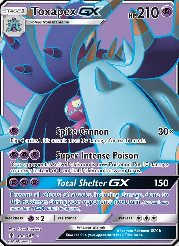 Toxapex GX #136 Guardians Rising PSA 10