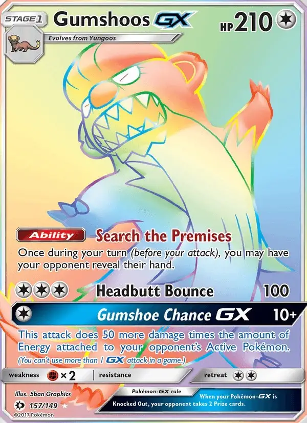 Gumshoos GX #157 Sun & Moon PSA 10