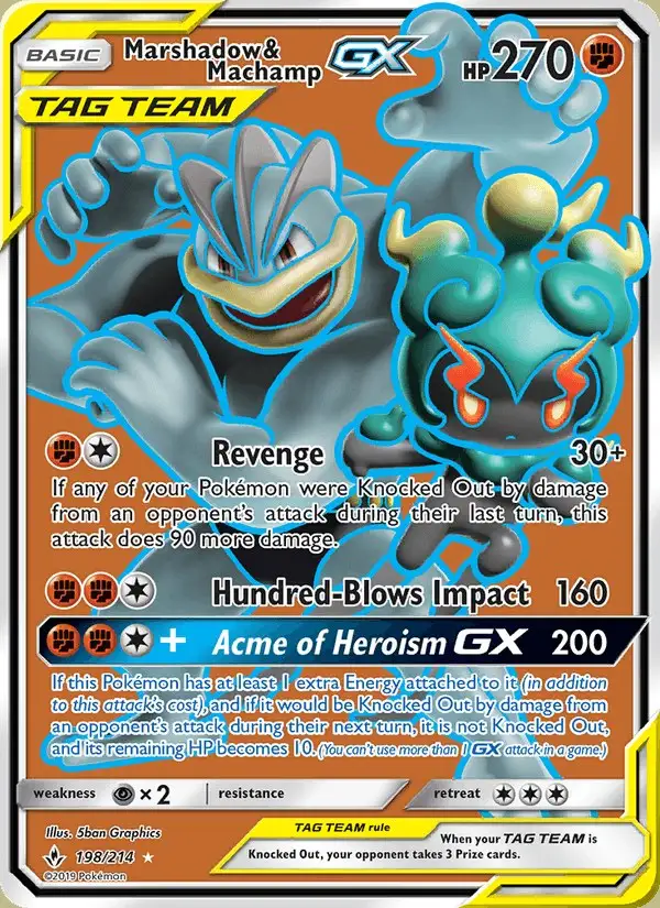 Marshadow & Machamp GX #198 Unbroken Bonds PSA 10