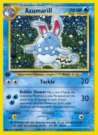 Azumarill #2 Neo Genesis PSA 10