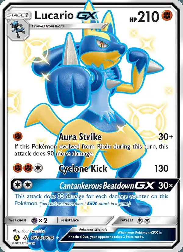 Lucario-GX #SV64 Hidden Fates Shiny Vault PSA 10