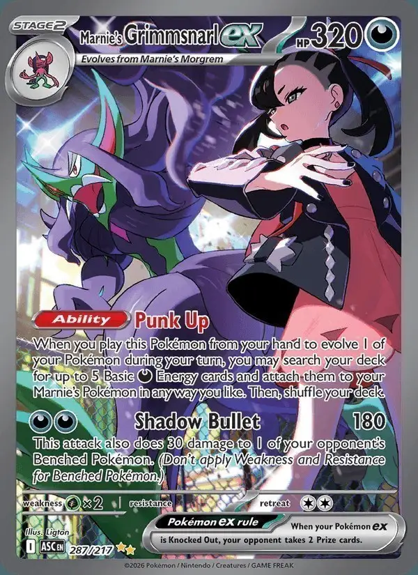 Marnie's Grimmsnarl ex #287 Ascended Heroes PSA 10