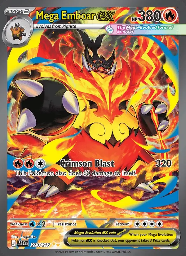 Mega Emboar ex #273 Ascended Heroes PSA 10