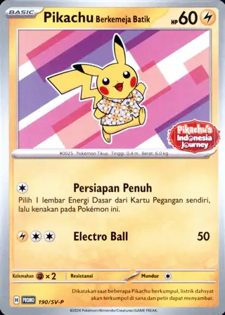 Pikachu in Batik Shirt #190 Indonesian SV-P Promo PSA 10