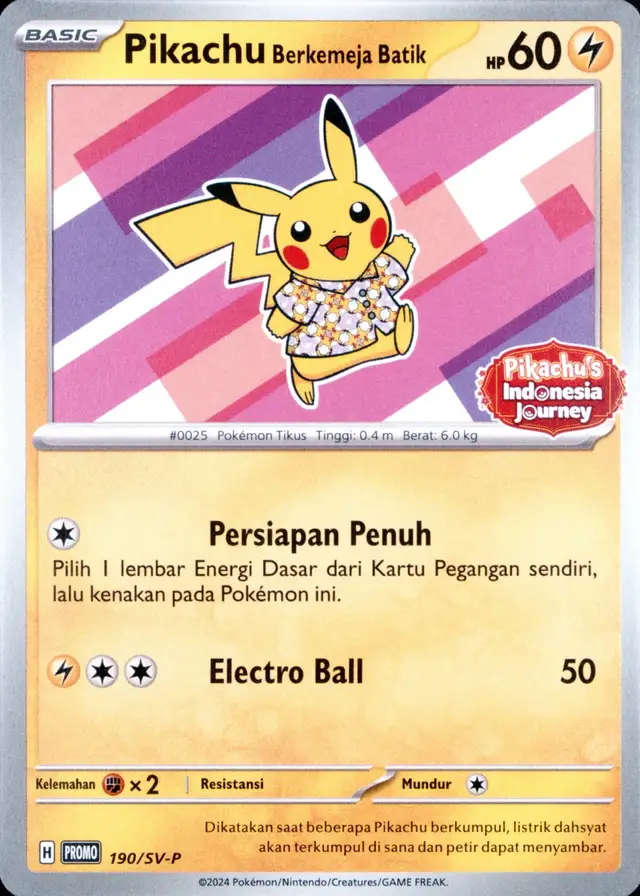 Pikachu in Batik Shirt #190 Indonesian SV-P Promo PSA 10