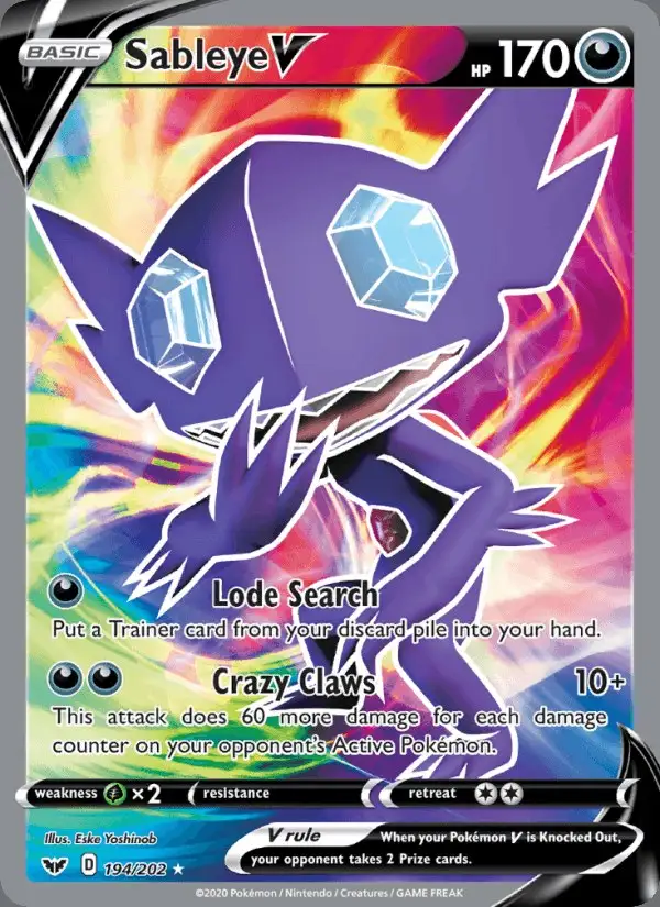 Sableye V #194 Sword & Shield PSA 10