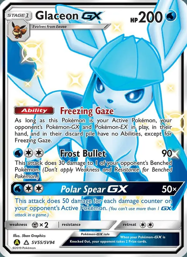 Glaceon-GX #SV55 Hidden Fates Shiny Vault PSA 10