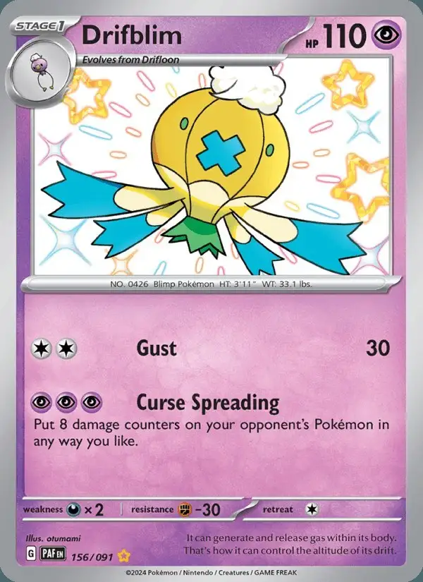 Drifblim #156 Paldean Fates PSA 10