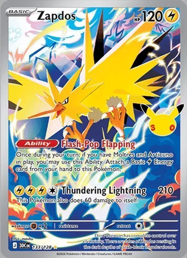 Zapdos #133 30th Celebration PSA 10