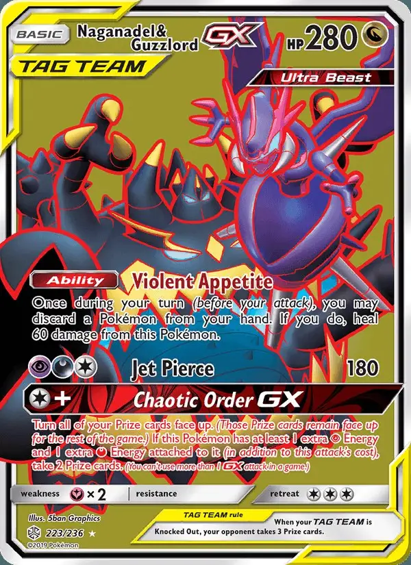 Naganadel & Guzzlord GX #223 Cosmic Eclipse PSA 10