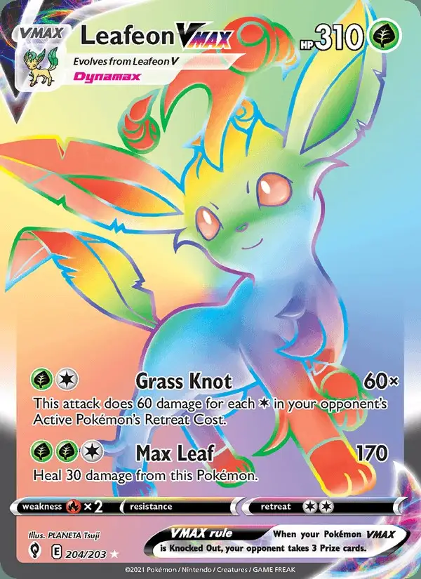 Leafeon VMAX #204 Evolving Skies PSA 10