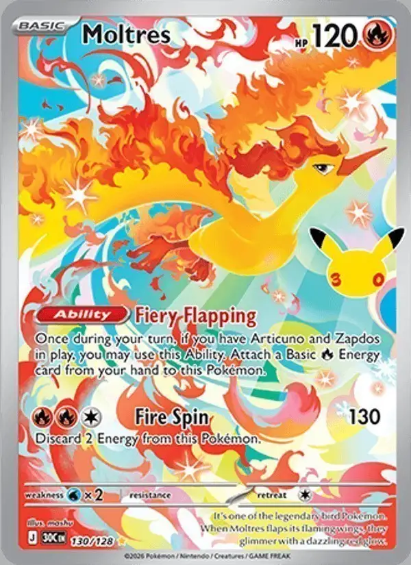 Moltres #130 30th Celebration PSA 10