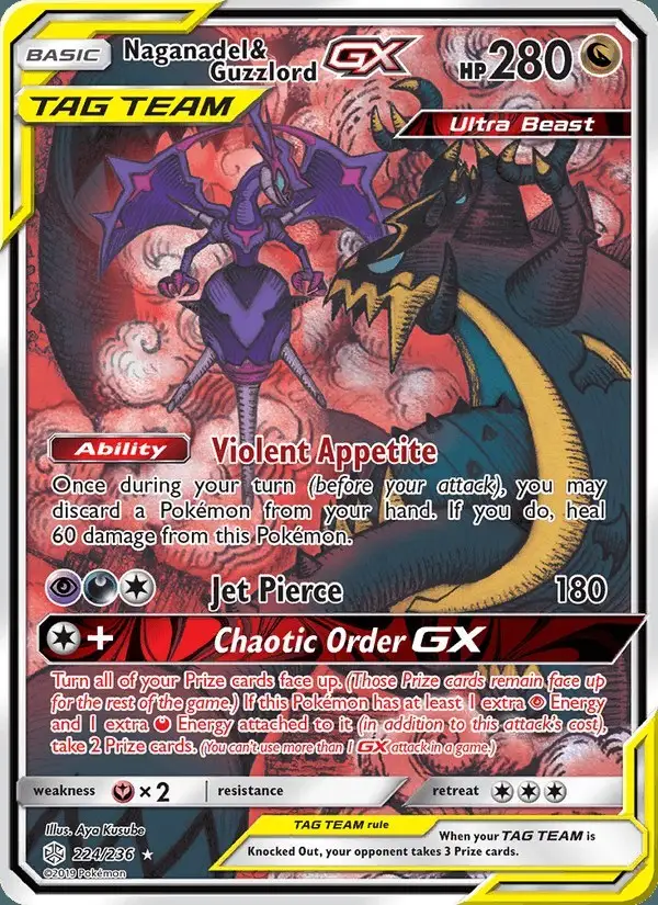 Naganadel & Guzzlord GX #224 Cosmic Eclipse PSA 10