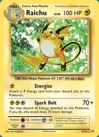 Raichu #36 Evolutions PSA 10