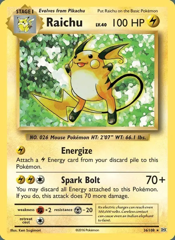 Raichu #36 Evolutions PSA 10
