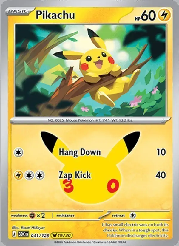 Pikachu #041 30th Celebration PSA 10