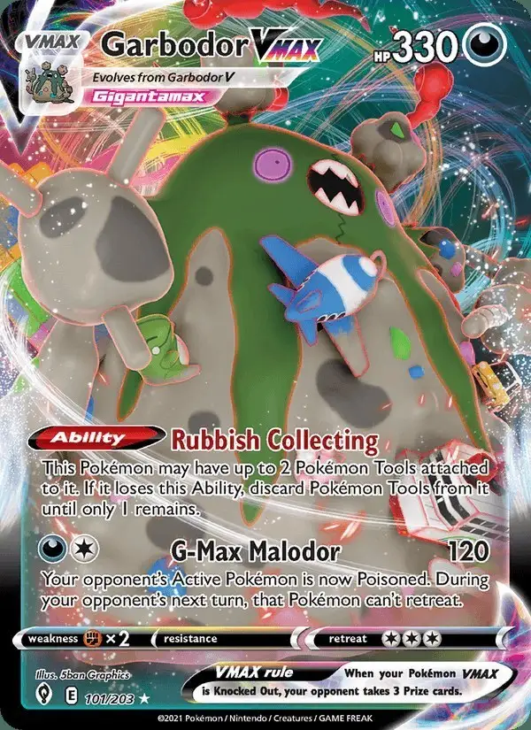 Garbodor VMAX #101 Evolving Skies PSA 10