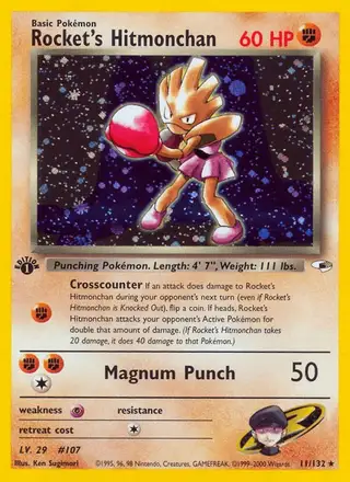 Rocket's Hitmonchan #11 Gym Heroes PSA 10