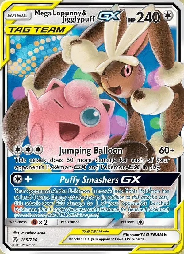 Mega Lopunny & Jigglypuff GX #165 Cosmic Eclipse PSA 10