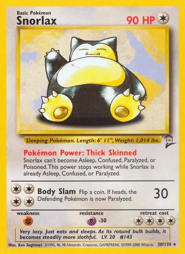 Snorlax #30 Base Set 2 PSA 10