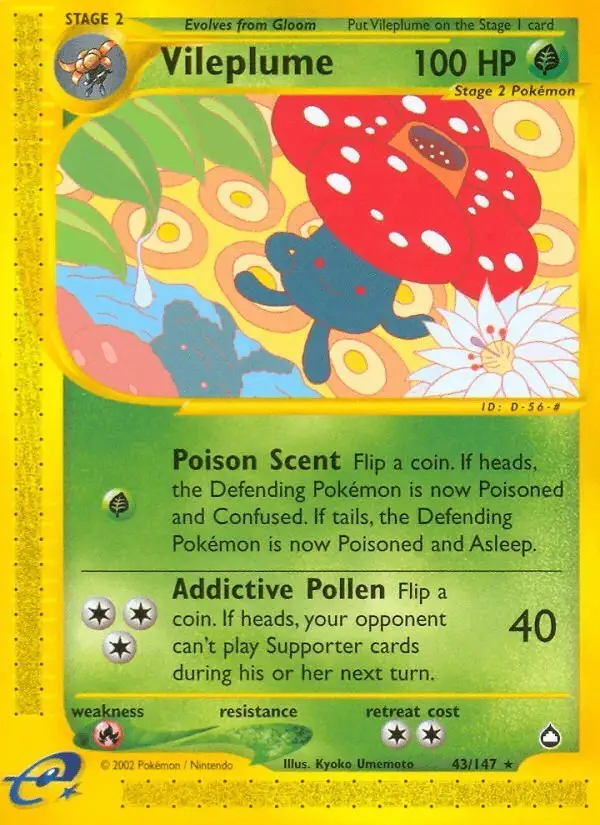 Vileplume #43 Aquapolis PSA 10