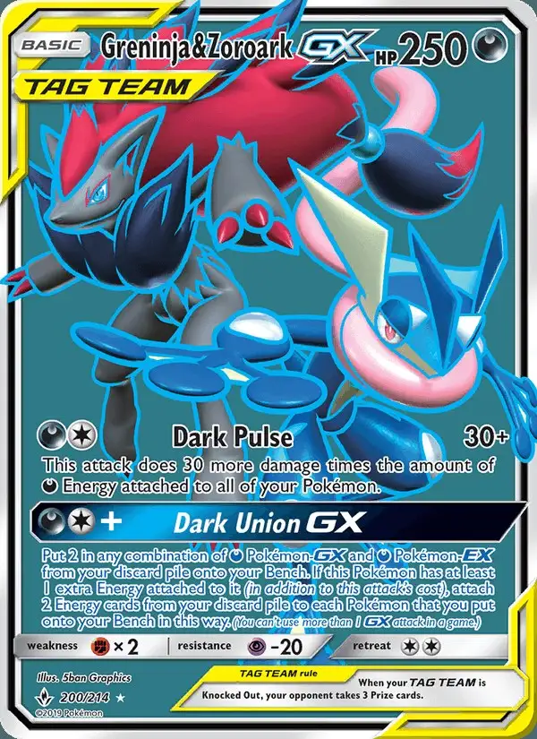 Greninja & Zoroark GX #200 Unbroken Bonds PSA 10