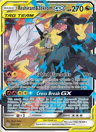 Reshiram & Zekrom GX #157 Cosmic Eclipse PSA 10