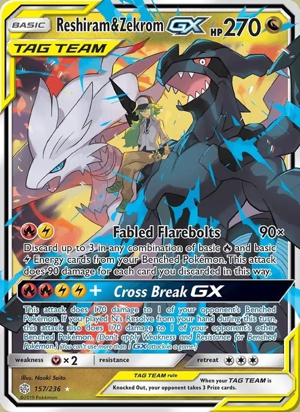 Reshiram & Zekrom GX #157 Cosmic Eclipse PSA 10