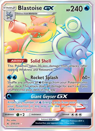 Blastoise GX #218 Unbroken Bonds PSA 10
